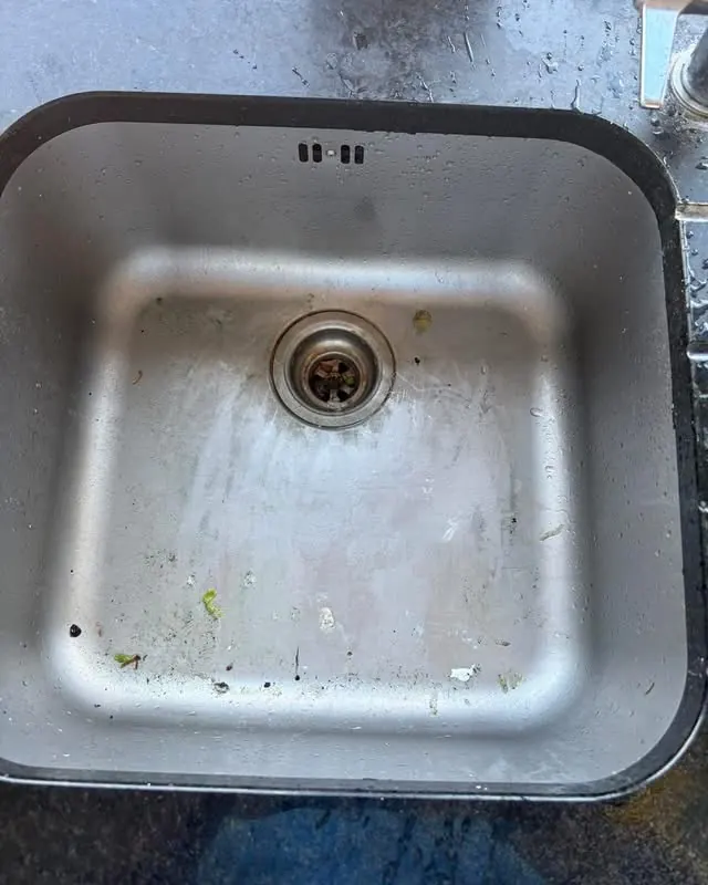 Stainless sink restored before cleaning